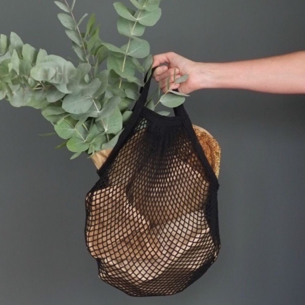 💥 CLEARANCE French Market Cotton Open Net Short Handle Tote - Picture 1 of 5